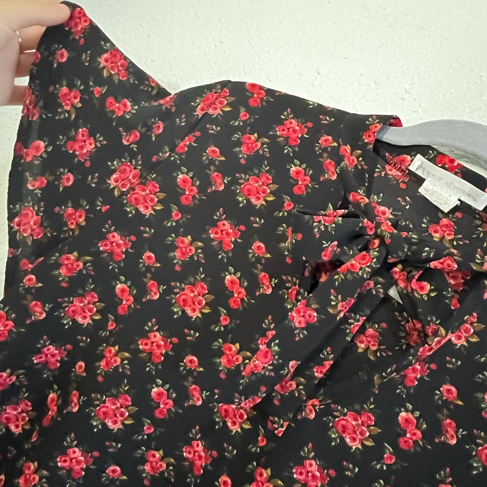 Floral Black and Red Blouse